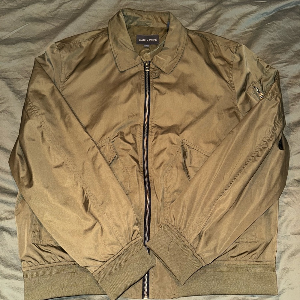 Slate & Stone Green Bomber Jacket Modern Lightweight Design